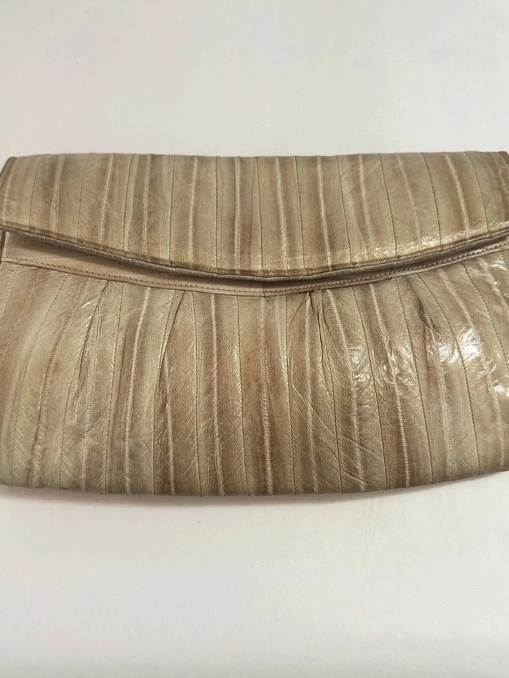 Vintage Leather Clutch in beige